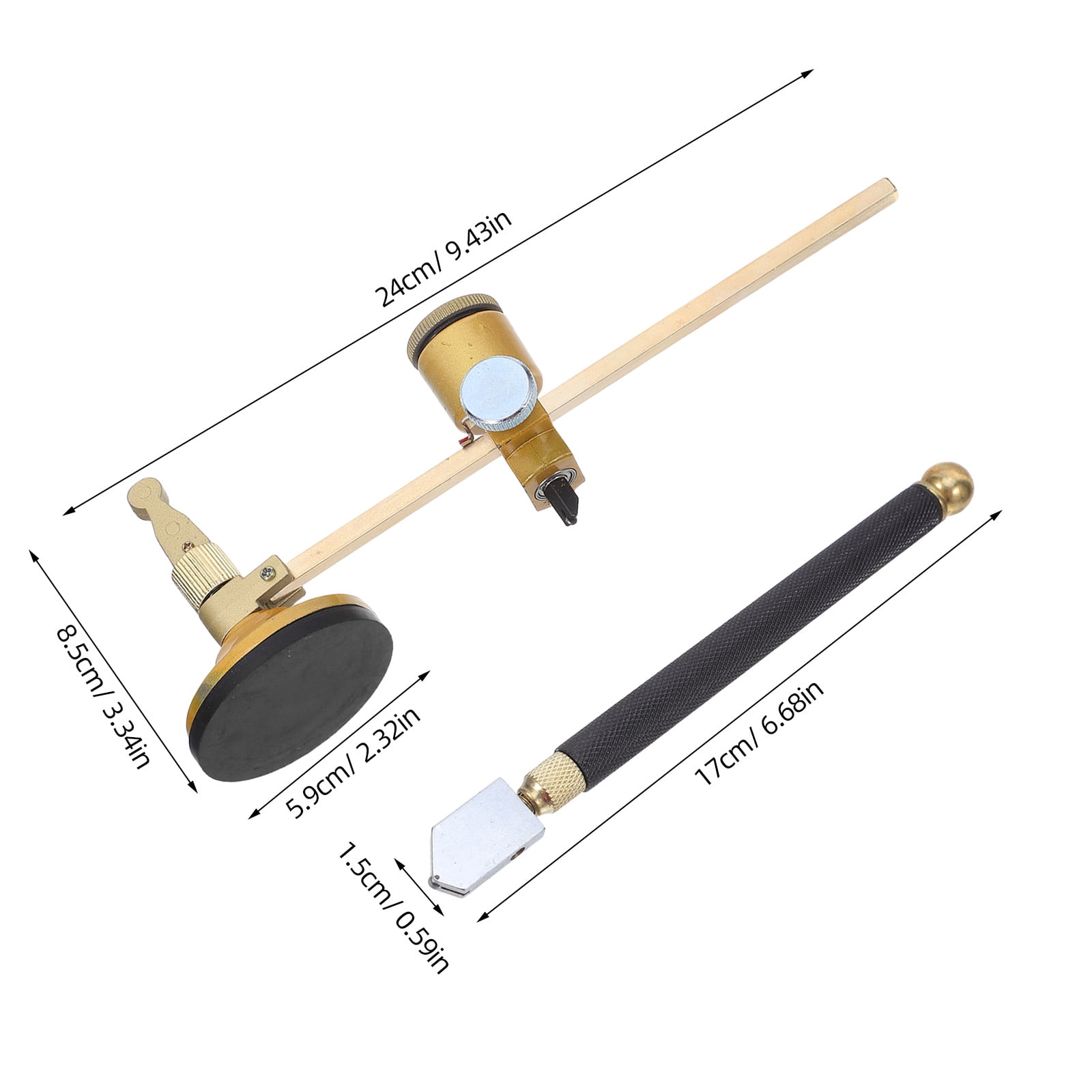 OUNONA 1Set Portable Circular Glass Cutting Tool with Precision Adjustment and Stable Cutting Blade