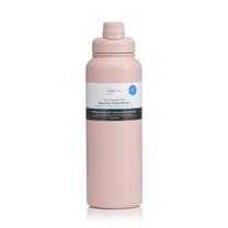 Mainstays 40 fl oz Pearl Blush Pink Insulated Stainless Steel Water Bottle with Chug Lid