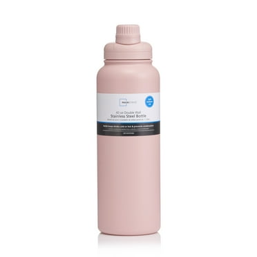 Mainstays 40 fl oz Pearl Blush Pink Insulated Stainless Steel Water Bottle with Chug Lid