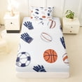 thumbnail image 3 of Castle Fairy Multi-Sport Balls Twin Sheets 3pcs, Hand-Drawn Gloves Bedding, Blue Orange White,1 Fitted Sheet, 1 Flat Sheet and 1 Pillowcase, 3 of 6