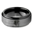 thumbnail image 2 of Tungsten Pride King Leo Lion Band Ring 8mm Men Women Comfort Fit Black Step Bevel Edge Brushed Gray Polished, 2 of 4