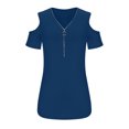 thumbnail image 4 of Timegard Womens Plus Size Tops Zipper V Neck Cold Shoulder Short Sleeve Slim Fitting Tee Casual Comfy Tops, 4 of 8