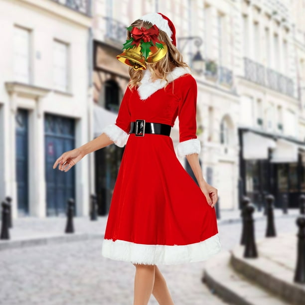 Ocns Spéciaux Filles Noël Cosplay Manches Longues Cloche Bas Veet