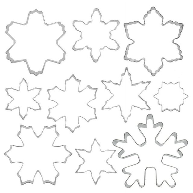 CHAO Colección de nieve navideña, troquel de corte de galletas de invierno, juego de moldes para tortilla de 10 piezas de acero inoxidable.