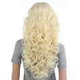 thumbnail image 2 of Onedor Long Hair Curly Wavy Full Head Halloween Wigs Cosplay Costume Party Hairpiece (Pale Blonde), 2 of 6