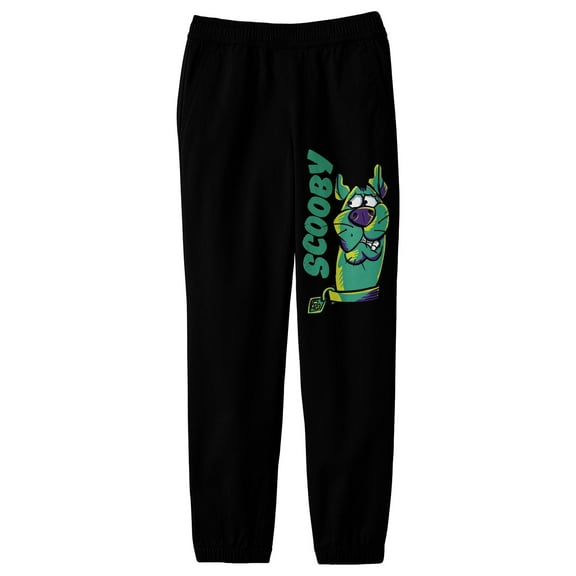 Scooby-Doo Teal Text Youth Boys Black Sweatpants-Medium