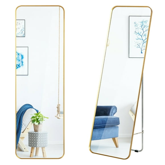 Costway Full Length Wall Mounted Hanging Mirror with Stand Free Standing Body Mirror
