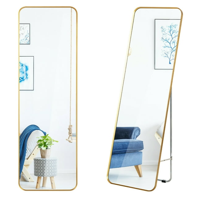 Costway Full Length Wall Mounted Hanging Mirror with Stand Free Standing Body Mirror