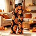 thumbnail image 2 of DHFJKG Womens Halloween Pajamas Pants Pumpkin Print Wide Leg Drawstring Waist Palazzo Loungewear Pants, 2 of 5