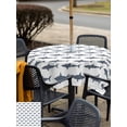thumbnail image 5 of Square Outdoor Tablecloth With Umbrella Hole And Zipper– Cartoon Sharks Waterproof Patio Table Cover for Party, Picnic, Backyard, 54"x54" , Ocean Sea Marine Life, 5 of 8