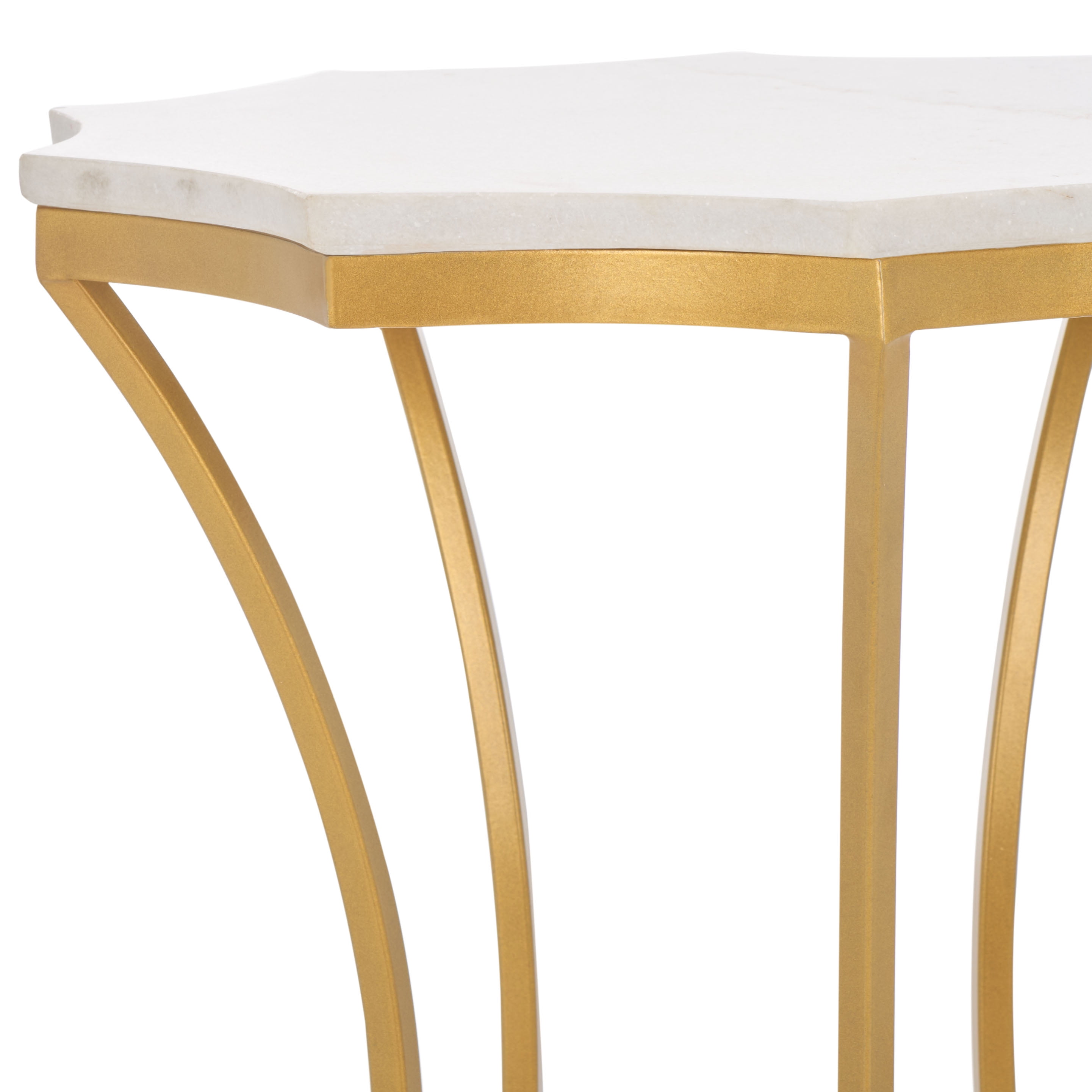 Safavieh Starbella Glam Metal And Marble Free Form End Table, White / Gold