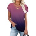 thumbnail image 4 of Jalioing Women's Summer Shirts Short Sleeve Cross V Neck Gradient Blouses Trendy Fashion Tunic Tops Outfits, 4 of 6