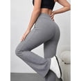 thumbnail image 5 of DENTOYOU Womens Crossover Yoga Pants High Waisted Flare Leggings Tummy Control Bootcut Workout Pants Casual Athletic Leggings Light Grey XL, 5 of 8