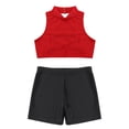thumbnail image 3 of Zaldita Kids Girls 2Pcs Tracksuit Gymnastics Dance Sports Bra Crop Tops with Boyshorts Tankini Red&Black 10, 3 of 7