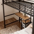thumbnail image 5 of Eyisean Twin Over Twin Size Bunk Beds, Heavy Duty Metal Bunk Frame with Desk, Storage Drawers, Safety Guardrails & Padded Ladder, Twin Over Twin Bunk Bed for Teens, Adults, No Box Spring Required, 5 of 7