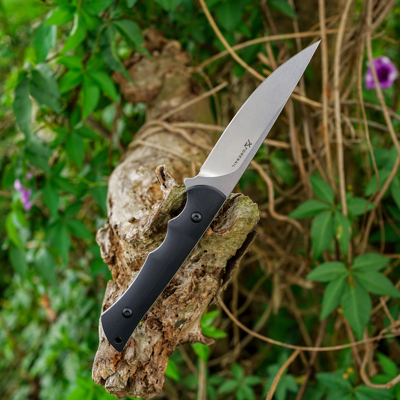 FORESAIL Small Fixed Blade Knife,3.86in DC53 Steel Blade and G10 Handle,with Sheath,Black