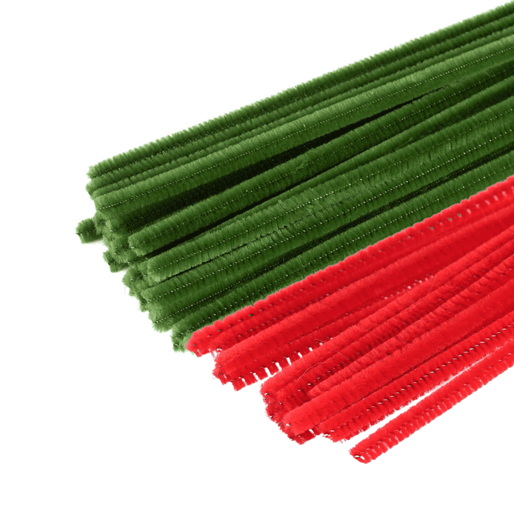 108pc Red and Green Extra Long Pipe Cleaners - for Crafts and Christmas - Factory Direct Craft