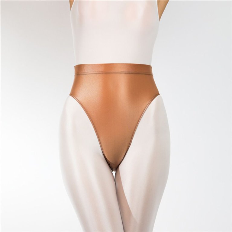 Large Size Gloss Low Waist Satin Shiny Knickers Women Panties Transparent  Underwear Briefs BROWN S