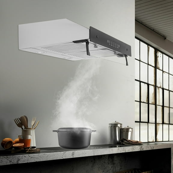 Wall Mount Range Hood 900CFM Dual Copper Motor, Touch Gesture Control,3-Speed Kitchen Ventilation with LED Light