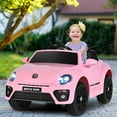 thumbnail image 2 of Costway Coche para niños de 12 V con licencia Volkswagen Beetle con control remoto y música rosa, 2 of 3