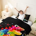 thumbnail image 3 of Metsweet Watercolor Dino Twin Duvet Cover, Gradient Starry Sky Twin Bedding, Pink Black,Black Reversible,2pcs,1 Duvet Cover and 1 Pillowcase, 3 of 6