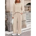 thumbnail image 6 of Pajamas for Women Set Fall Fashion Must Have Womens Pajama Sets V Neck Fitness Pj Set Long Sleeve Shirts Matching Pjs for Couples Beige, 6 of 9