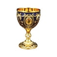 thumbnail image 3 of Plyzle Gothic Goblet Chalice: Ornate Metal with Enamel & Gems. Medieval Home Bar Decor, Fantasy Drinkware, Collector's Piece. 7cm., 3 of 5