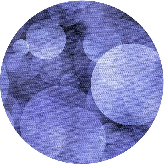 Ahgly Company Machine Washable Indoor Round Transitional Sky Blue Area Rugs, 4' Round
