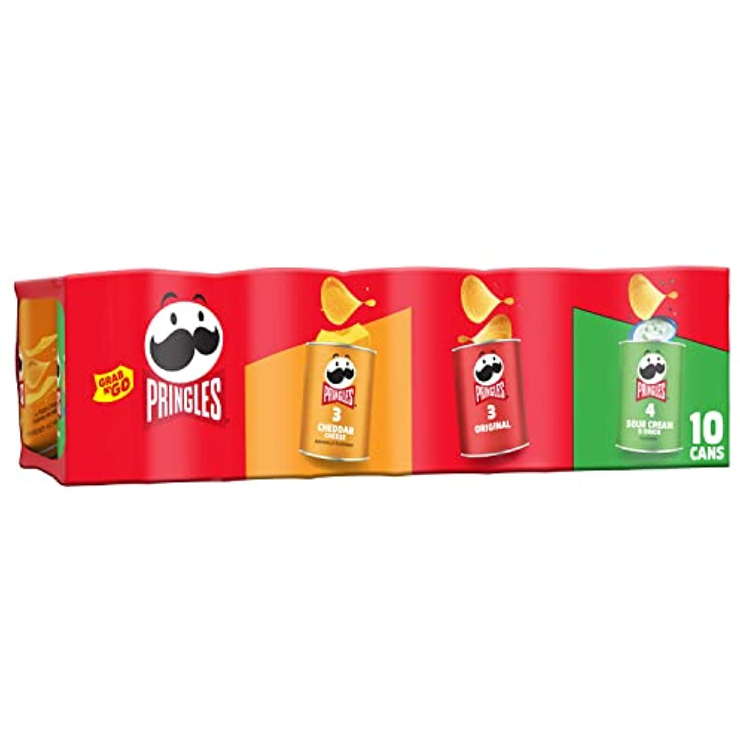 Pringles Potato Crisps Chips Variety Pack, Lunch Snacks, Office And Kids Snacks, Grab N Go, 13.7Oz Box (10 Cans)