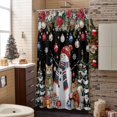 thumbnail image 3 of Christmas Snowman Bathroom Shower Curtain Squirrel Cat Xmas Tree Ball Black Winter Waterproof Washable Shower Curtains for Bathtub Bath Decor with Grommets and Hook 54 X 78 Inch, 3 of 8