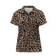 thumbnail image 4 of Garronmavis Golf Tennis Shirt Women Short Sleeve Collar Shirts Casual Athletic Shirts Athletic Hiking Running Workout Tops Womens Animal Print Golf Shirt, Lepoard Print, Size XS, 4 of 7