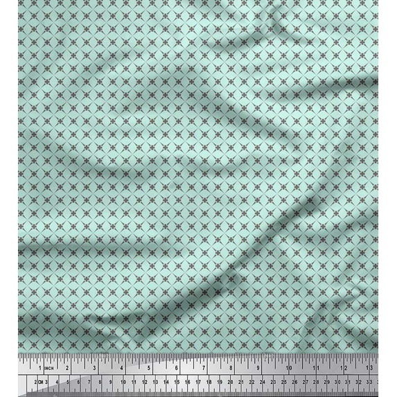 Soimoi Green Heavy Canvas Fabric Geometrical Star Geometric Printed Fabric 1 Yard 58 Inch Wide