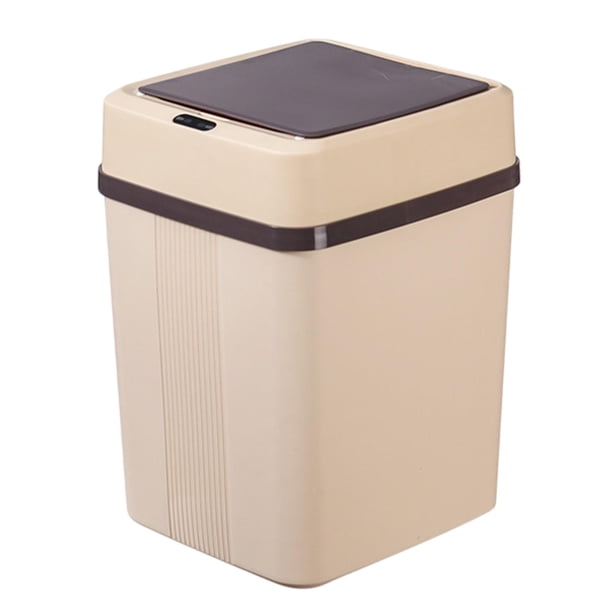 Limpieza inteligente de cubos de basura con tapa, moderno, a pilas, automático y creativo. Caqui