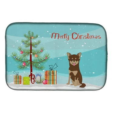 Carolines Treasures CK3496DDM Chihuahua Christmas Tree Dish Drying Mat 14 x 21" multicolor
