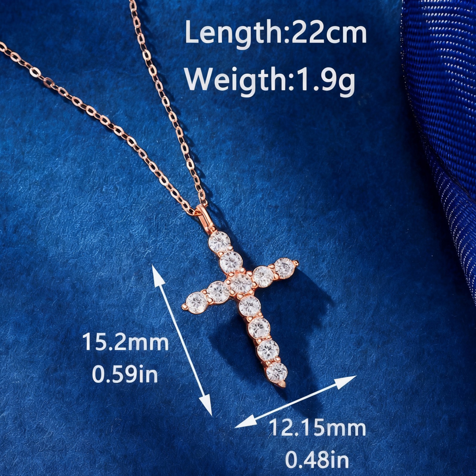 SFTING 14K White Gold Plated Zirconia Rose Gold Cross Faith Pendant Necklace for Women with 925 Silver