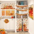 thumbnail image 2 of Fall Orange Watercolor Pumpkin Kitchen Window Curtains Valance and Tier Set 36 Inch, Autumn Vintage Maple Leaf 3 Piece Window Treatment Tiers for Living Room Bedroom Kitchen Decor Drapes, 2 of 6