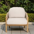 thumbnail image 2 of Tcbosik Outdoor Chairs Set of 2, Accent Chair with Cushion and Wood Frame, Armchair with Woven Rope, Modern Club Chair for Garden, Patio, Deck, Easy Assembly, Beige & Teak, 2 of 9