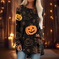 thumbnail image 2 of Hauts Chemises à Manches Longues pour Femmes, Imprimé Graphique d'Halloween, Coupe Ample Décontractée, Col Ras du Cou, Vêtements d'Hiver Automne pour Femmes, T-Shirts Blouses Kaki 2TG, 2 of 4