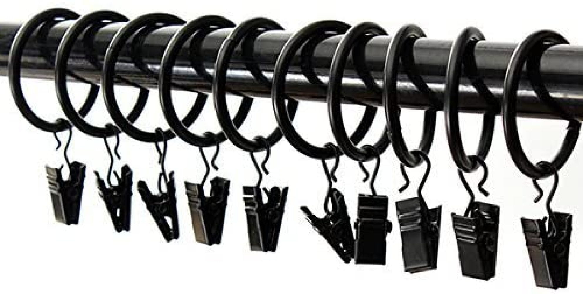 Pack Of 20 Black Metal Hanging Clips Clothings & Curtains Hook Hangers 