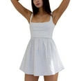 thumbnail image 6 of Biekopu Women's Mini A-Line Dress, Sleeveless Square Neck Floral Print/Solid Color Babydoll Dress,S/M/L, 6 of 8