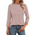 thumbnail image 1 of Tops TICTICMISS para mujer, manga 3/4, cuello redondo, verano, color albaricoque, 1 of 6