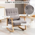 thumbnail image 3 of MELLCOM Upholstered Rocking Chair with Lumbar Support, Comfy Rocker Glider Chair for Nursery, Modern High Back Armchair for Living Room, Indoor Chair for Petite, Polyester (Grey), 3 of 5