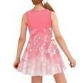 thumbnail image 2 of FOR U DESIGNS Butterfly Notes Sleeveless A Line Dress Girls' Round Neck Basic Skater Dress Special Occasion Dresses Fashion Party Midi Dress for 7-8T Kids Toddler, Pink, 2 of 6