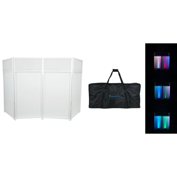 Rockville Rockbooth White Outdoor Backyard Party Pro DJ Booth Facade+2 Scrims