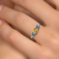 thumbnail image 4 of Gem Stone King 14K White Gold Yellow Citrine & Persian Blue Moissanite 3-Stone Engagement Ring | 0.91 Cttw | Round 5MM and 4MM | Three Stone Wedding Anniversary Promise Ring for Women (Size 5), 4 of 6