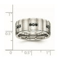 thumbnail image 2 of 9mm Stainless Steel Brushed and Polished Ridged Edged Black Cubic Zirconia Ring Size 10.5 Ring for Women, 2 of 2