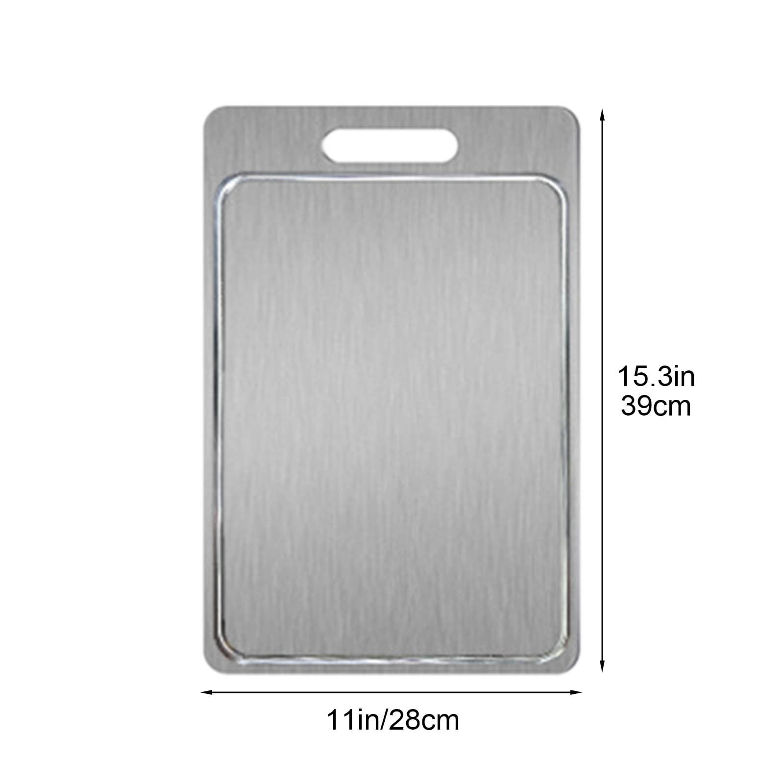 AYktou Titanium Cutting Board with Juices Grooves,Food Grade 304 Stainless Steel Cutting Board,Cutting Boards for Kitchen,Meat,Fruit,Vegetable Cutting Boards,Silver