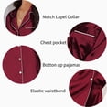 thumbnail image 4 of Avidlove Women Satin Pajama Set Silky Long Sleeve Sleepwear Soft Pj Set Button Down Nightwear S-XXL, 4 of 7