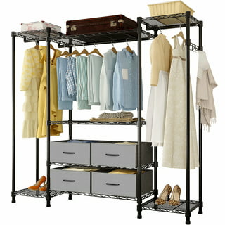 Aukfa Metal Clothing Rack with 2 layer Storage Shelves for Bedroom ...