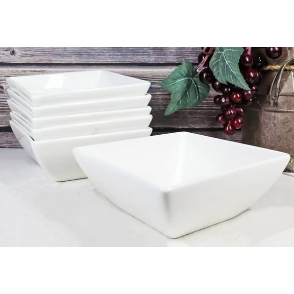 Ebros Pack Of 6 Kitchen & Dining Modern Design Porcelain Square Bowls 18 Ounces